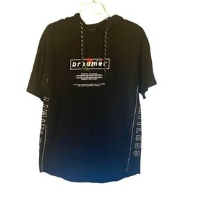 Vox Populi For The People Black Graphic Short Sleeve Hoodie T-Shirt Size Medium